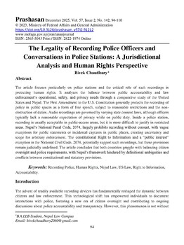 The legality of recording police officers and conservations in police stations: a jurisdictional analysis and human rights perspective