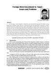 Foreign Direct Investment in Nepal: Issues and Problems / Regmi, Suman Kumar, Author  in प्रशासन [Prashasan]: The Nepalese Journal of Public Administration 122 (August-November 2012). -