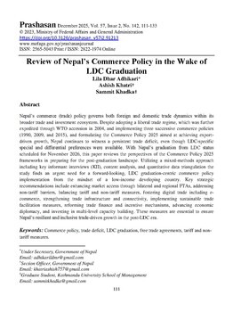 Review of Nepal’s Commerce Policy in the Wake of LDC Graduation